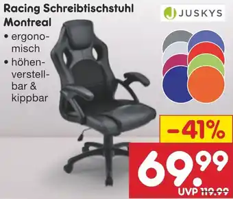 Netto Marken-Discount JUSKYS Racing Schreibtischstuhl Montreal Angebot