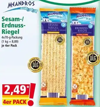 Norma MEANDROS Sesam/ Erdnuss-Riegel 4x70 g Packung Angebot