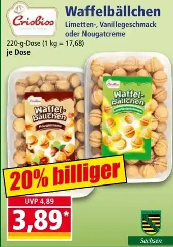 Norma Crisbiss Waffelbällchen 220 g Dose Angebot