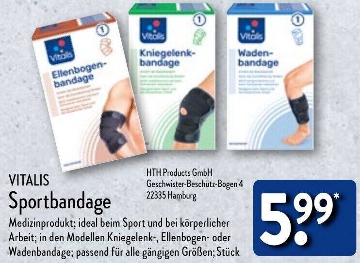 VITALIS Sportbandage Angebot bei Aldi Nord