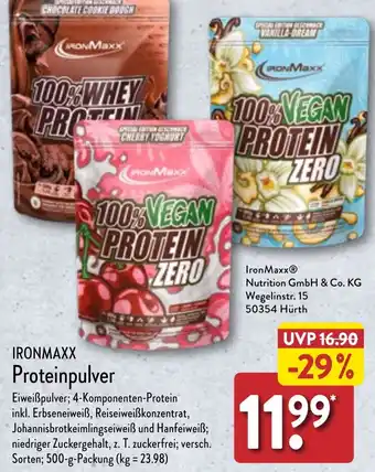 Aldi Nord IRONMAXX Proteinpulver 500 g Packung Angebot