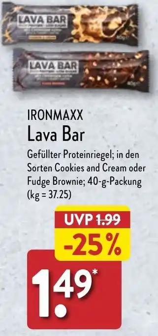 Aldi Nord IRONMAXX Lava Bar 40 g Packung Angebot