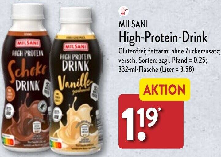 MILSANI HighProteinDrink 332 ml Flasche Angebot bei Aldi Nord