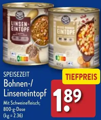 Aldi Nord SPEISEZEIT Bohnen-/ Linseneintopf 800 g Dose Angebot