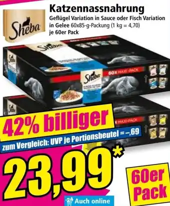 Norma Sheba Katzennassnahrung 60x85 g Packung Angebot