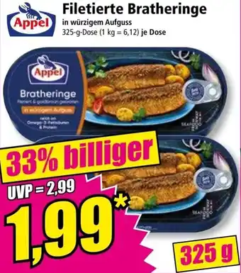 Norma Appel Filetierte Bratheringe 325 g Dose Angebot