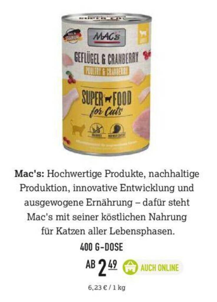 Mac's SUPERFOOD for Cats 400g Angebot bei Kölle Zoo