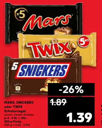 Kaufland Mars, Snickers oder Twix Schokoriegel 146-250g Angebot