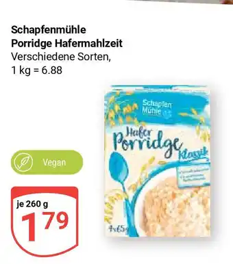 Globus Schapfenmühle Porridge Hafermahlzeit Verschiedene Sorten, je 260 g Angebot