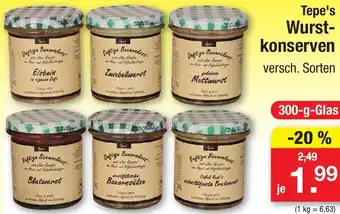 Zimmermann Tepe's Wurstkonserven 300 g Glas Angebot