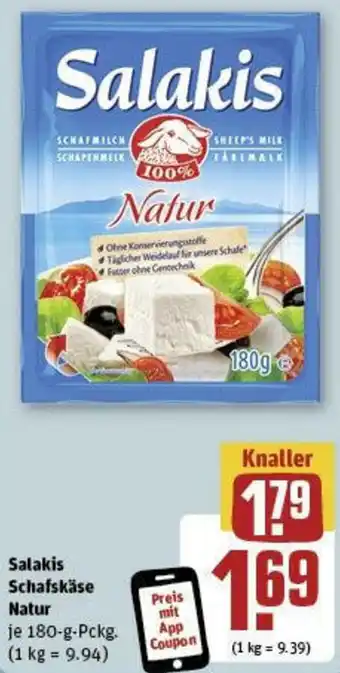 REWE Salakis Schafskäse Natur 180 g Pckg. Angebot