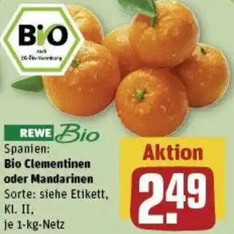 REWE Bio Clementinen oder Mandarinen 1 kg Netz Angebot