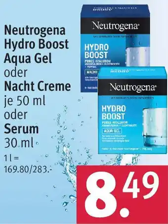 Rossmann Neutrogena Hydro Boost Aqua Gel oder Nacht Creme 50 ml oder Serum 30 ml Angebot