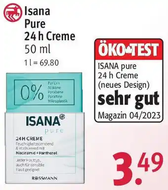 Rossmann Isana Pure 24 h Creme 50 ml Angebot