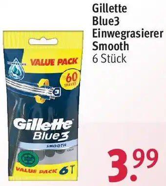 Rossmann Gillette Blue3 Einwegrasierer Smooth 6 Stück Angebot