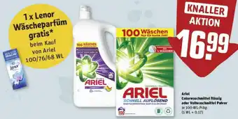 REWE Ariel Colorwaschmittel flüssig oder Vollwaschmittel Pulver 100-WL-Pckg. Angebot