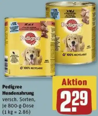 REWE Pedigree Hundenahrung 800 g Dose Angebot