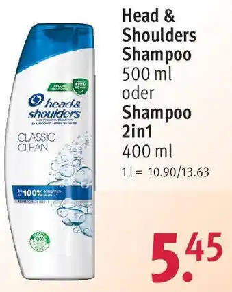 Rossmann Head & Shoulders Shampoo 500 ml oder Shampoo 2in1, 400 ml Angebot