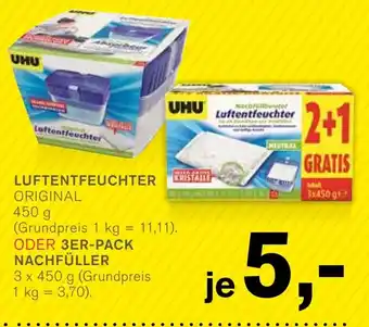 KODi UHU Luftentfeuchter ORIGINAL 450 g ODER 3ER-PACK NACHFÜLLER 3 x 450 g Angebot