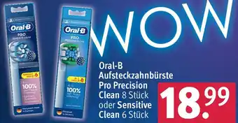 Rossmann Oral-B Aufsteckzahnbürste Pro Precision Clean 8 Stück oder Sensitive Clean 6 Stück Angebot