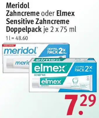 Rossmann Meridol Zahncreme oder Elmex Sensitive Zahncreme Doppelpack 2 x 75 ml Angebot