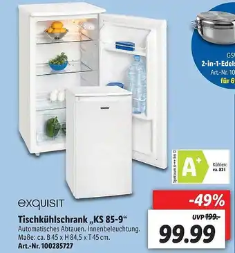 Lidl Exquisit Tischkühlschrank „ks 85-9” Angebot