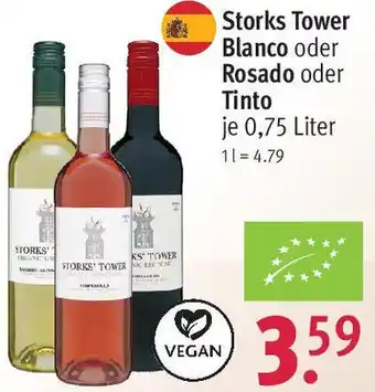 Rossmann Storks Tower Blanco oder Rosado oder Tinto 0,75 Liter Angebot