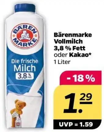 NETTO Bärenmarke Vollmilch 3,8% Fett oder Kakao 1 Liter Angebot