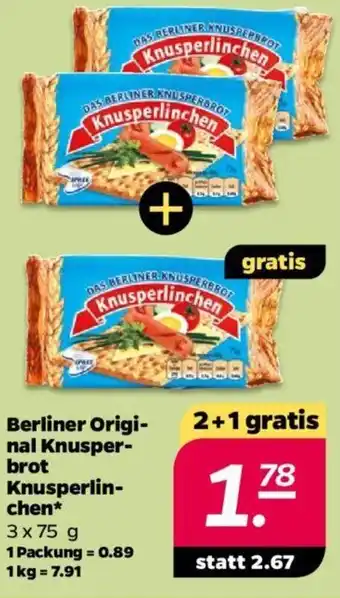 NETTO Berliner Original Knusperbrot Knusperlinchen 3x75 g Angebot