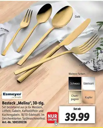 Lidl Esmeyer Besteck „Melina” 30-tlg Angebot