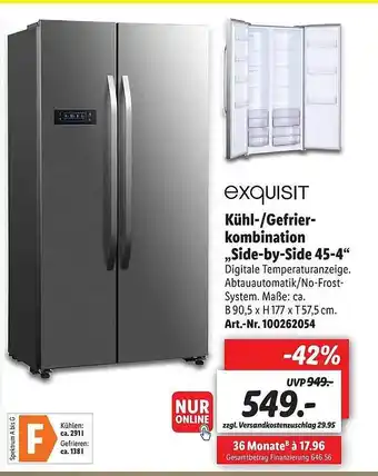 Lidl Exquisit Kühl-gefrierkombination Side By Side 45-4 Angebot