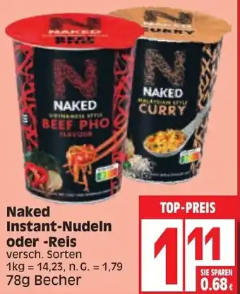 Edeka Naked Instant-Nudeln oder Reis 78 g Becher Angebot