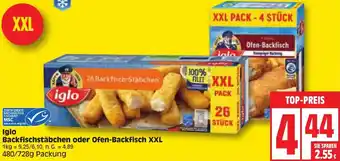 Edeka Iglo Backfischstäbchen oder Ofen-Backfisch XXL 480/728g Packung Angebot