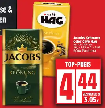 Edeka Jacobs Krönung oder Café Hag 500 g Packung Angebot