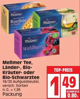 Edeka Meßmer Tee, Länder, Bio Kräuter oder Bio-Schwarztee Angebot