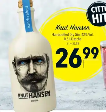 CITTI Markt Knut Hansen Handcrafted Dry Gin, 42% Vol. 0,5-L Angebot