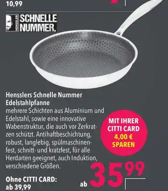 CITTI Markt Hensslers Schnelle Nummer Edelstahlpfanne Angebot