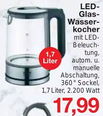 Wiglo Wunderland LED Glas Wasserkocher 1,7 Liter Angebot