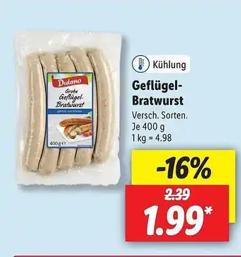 Lidl Geflügel Bratwurst 400g Angebot