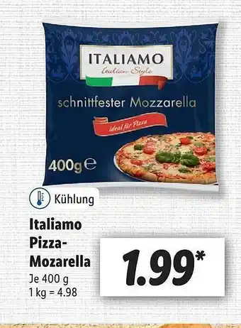 Lidl Italiamo Pizza Mozarella 400g Angebot