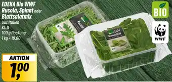 Simmel EDEKA Bio WWF Rucola, Spinat oder Blattsalatmix 100 g Packung Angebot