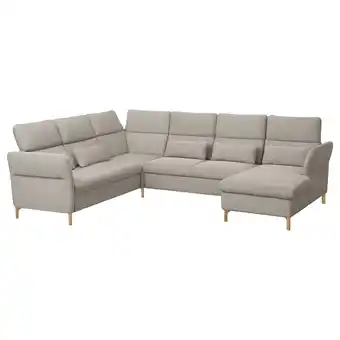 IKEA Fammarp 5er-ecksofa mit Récamiere rechts, holz/viarp beige/braun Angebot