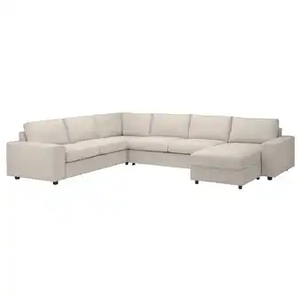 IKEA Vimle Bezug für 5er-eckbettsofa, mit Récamiere mit breiten armlehnen/gunnared beige Angebot