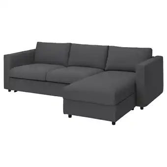 IKEA Vimle 3er-bettsofa mit Récamiere, Hallarp grau Angebot