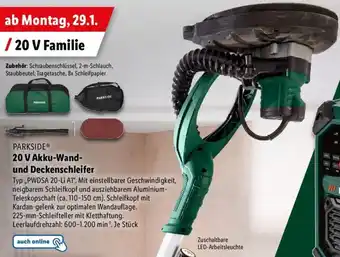 Lidl PARKSIDE 20 V Akku-Wand und Deckenschleifer Angebot