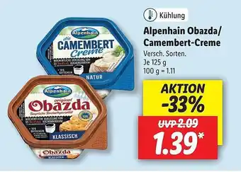 Lidl Alpenhain Obazda- Camembert-creme 125g Angebot