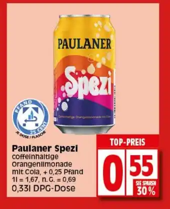 Elli Markt Paulaner Spezi coffelnhaltige Orangenlimonade 330ml Angebot