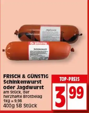 Elli Markt FRISCH & GÜNSTIG Schinkenwurst oder Jagdwurst am Stück, 400g Angebot