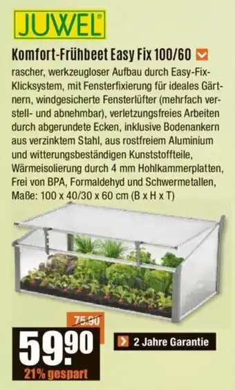 V Baumarkt JUWEL Komfort-Frühbeet Easy Fix 100/60 Angebot