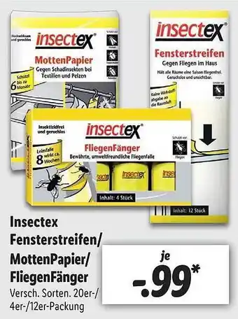 Lidl Insectex Fensterstreifen- Mottenpapier- Fliegenfänger Angebot